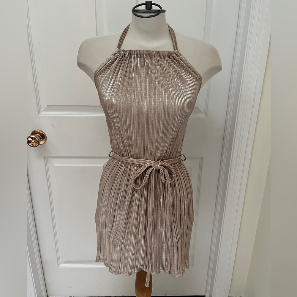 Gold shimmered halter dress